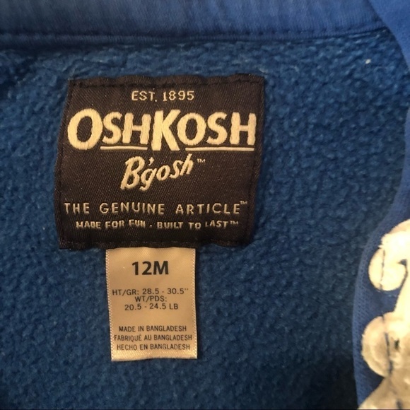 12M Oshkosh Blue Hoodie - Picture 3 of 5